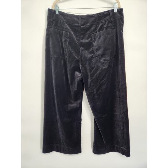 NWT Anthropologie The Colette Cropped Wide-Leg Velvet Pants Sz 38 Carbon #7A506 - Picture 4 of 11